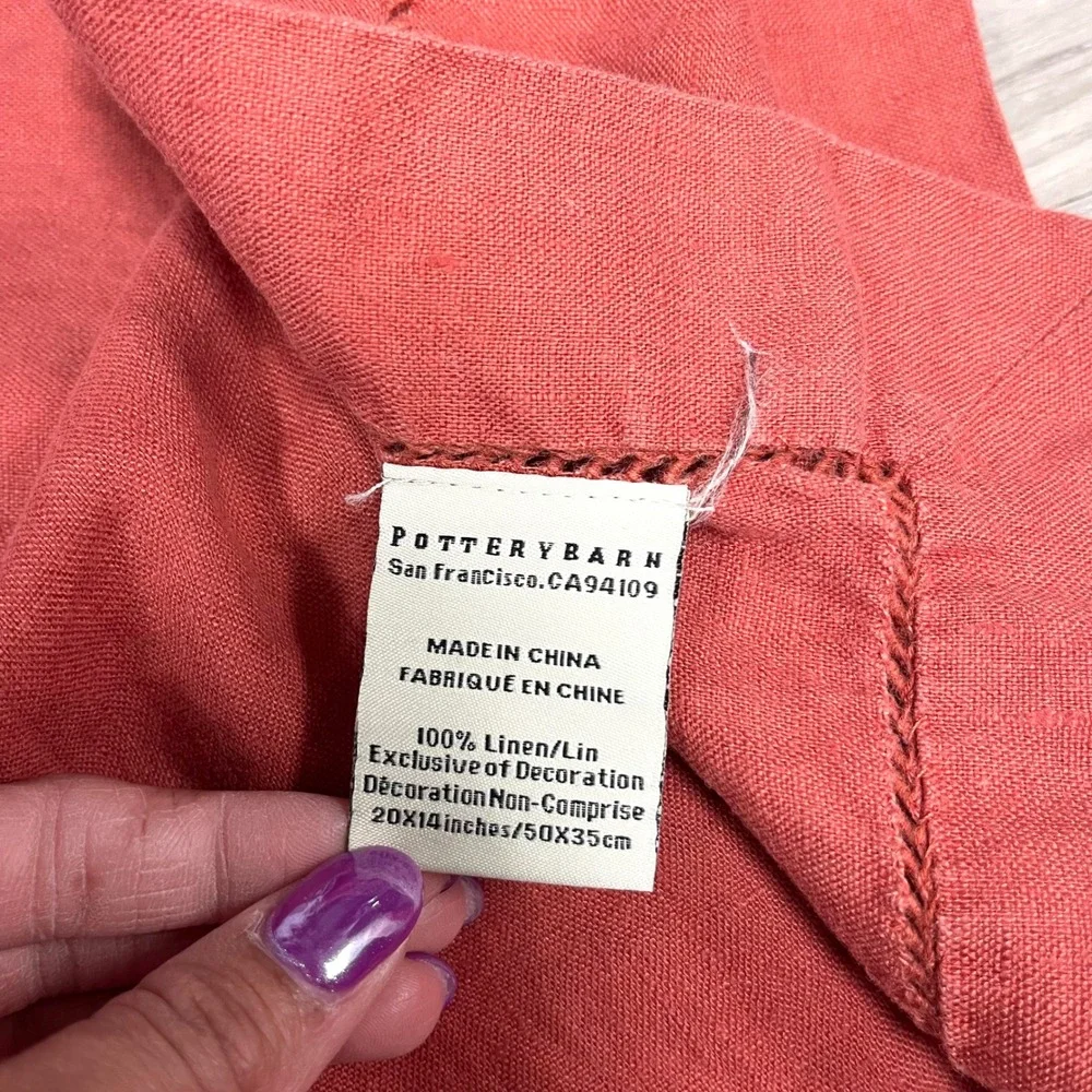 Pottery‎ Barn 4 Pc Rectangle Terracotta 100% Linen Hemstitch Placemats 20